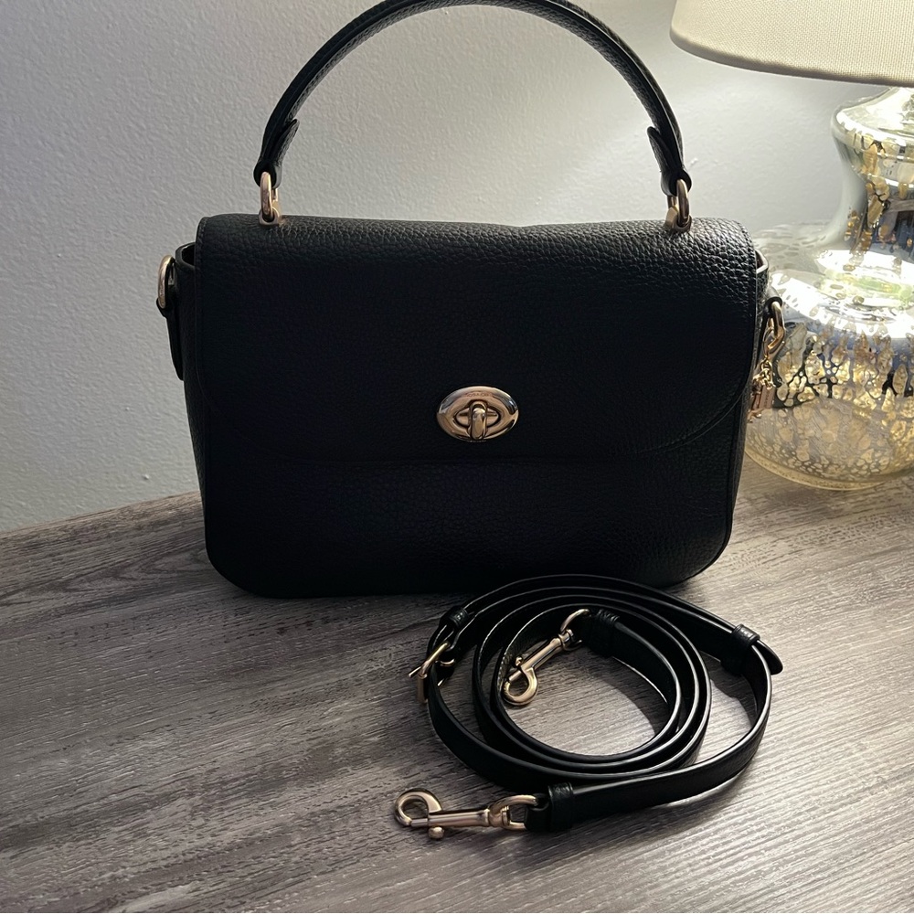 Coach Marlie Top Handle Elegant Black Leather Handbag